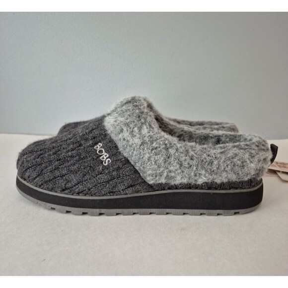 Skechers Bobs Charcoal Cable Knit Keepsake Delight Ice Angel Slippers Womens 8 - Picture 9 of 9